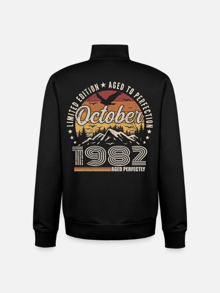 October 1982 Birthday Gift - October 1982 - Unisex Organic Zip Sweatshirt by Stanley/Stella - black