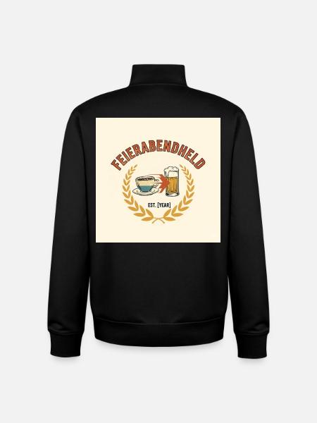 Feierabendheld Kaffeetasse & Bierglas Design - Unisex Organic Zip Sweatshirt von Stanley/Stella - Schwarz