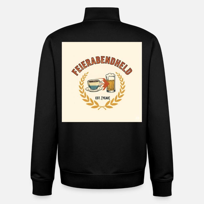 Feierabendheld Kaffeetasse & Bierglas Design - Unisex Organic Zip Sweatshirt von Stanley/Stella - Schwarz