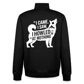 Heulender Hund Humor Husky Zitat - Unisex Organic Zip Sweatshirt von Stanley/Stella - Schwarz - Hinten - AI Model Male 185 light (185cm)