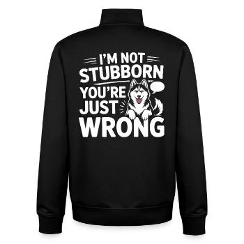 Husky-Hundehumor: Du liegst einfach falsch - Unisex Organic Zip Sweatshirt von Stanley/Stella - Schwarz - Hinten - AI Model Male 185 light (185cm)