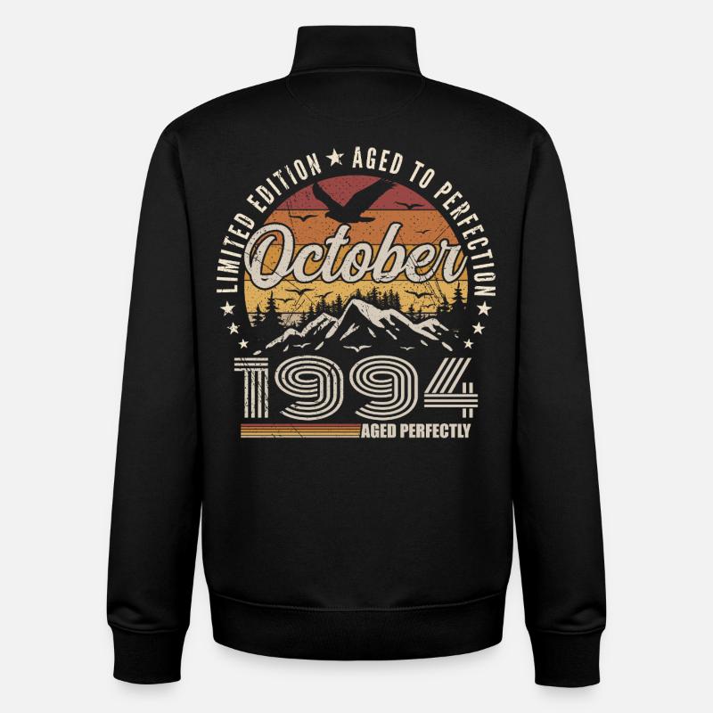 October 1994 Birthday Gift - October 1994 - Unisex Organic Zip Sweatshirt by Stanley/Stella - black