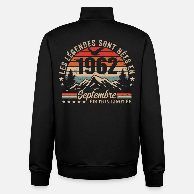 légendaire depuis septembre 1962 | septembre 1962 - Sweat zippé unisexe en coton bio Stanley/Stella - noir