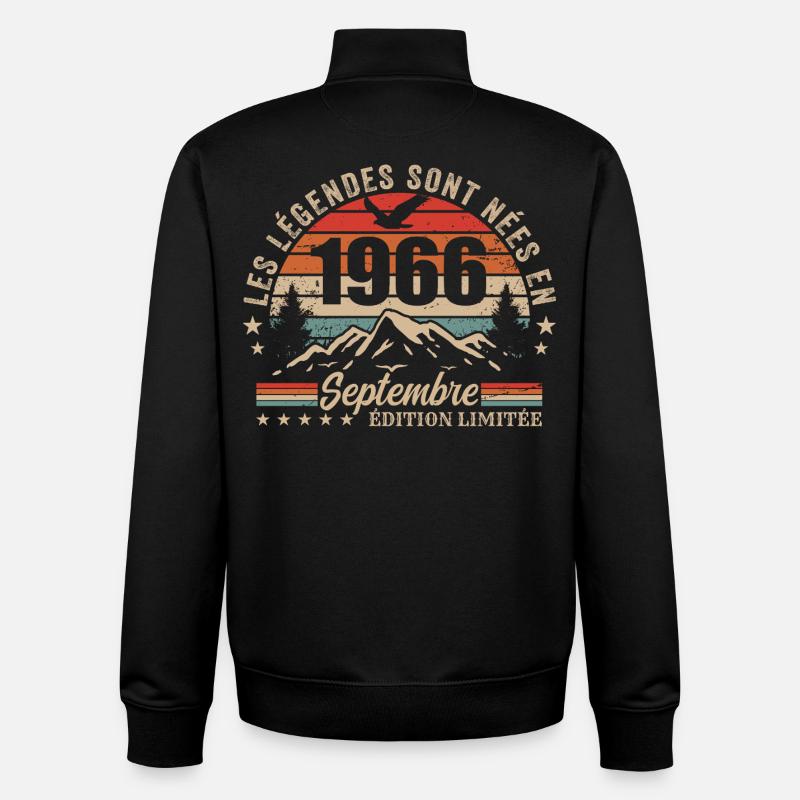 légendaire depuis septembre 1966 | septembre 1966 - Sweat zippé unisexe en coton bio Stanley/Stella - noir