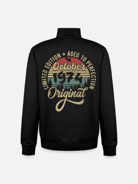 october 1974 anniversary october 1974 october - Unisex Organic Zip Sweatshirt by Stanley/Stella - black