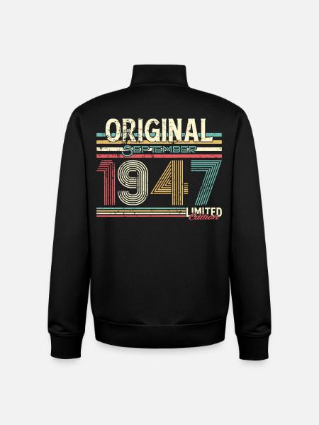 Retro September 1947 Print Design - Unisex Organic Zip Sweatshirt von Stanley/Stella - Schwarz
