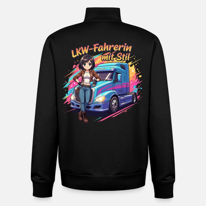 LKW-Fahrerin mit Stil - Unisex Organic Zip Sweatshirt von Stanley/Stella - Schwarz