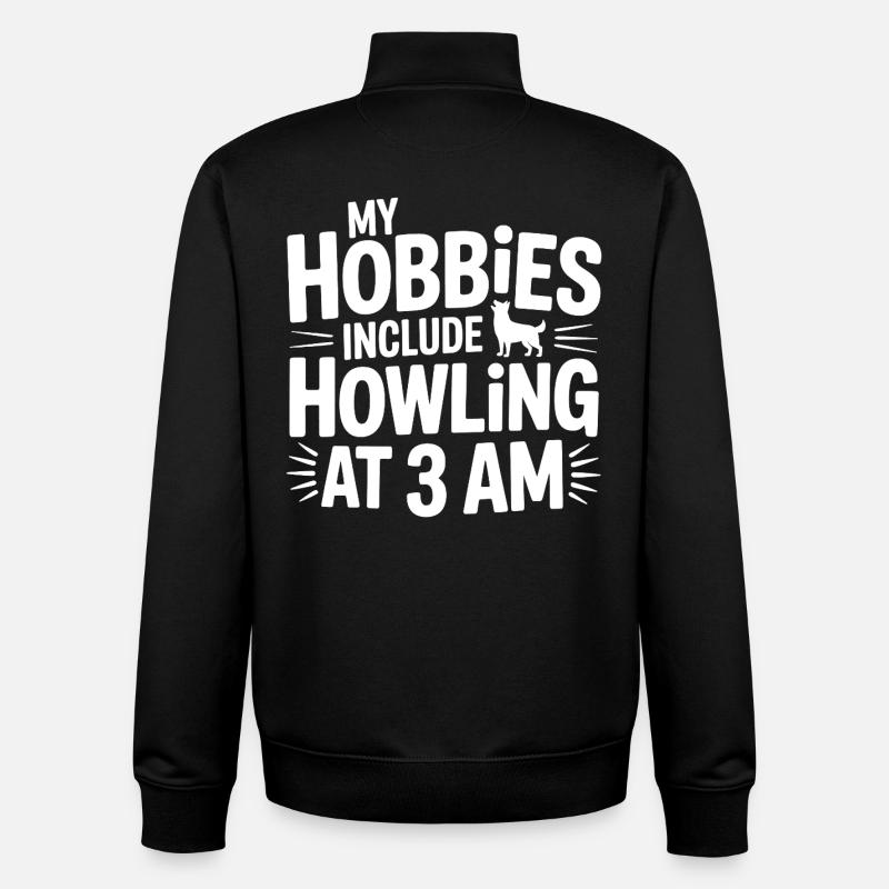 My Hobbies Include Howling Husky - Unisex Organic Zip Sweatshirt by Stanley/Stella - black
