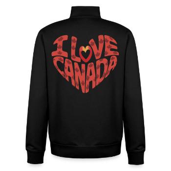 Love Canada heart with maple leaves - Unisex Organic Zip Sweatshirt by Stanley/Stella - black - Back - AI Model Male 185 light (185cm)