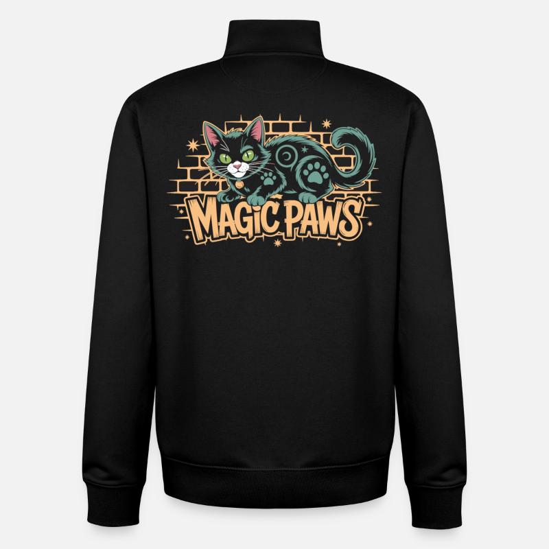 Magischer Kater mit Sternenmotiv - Unisex Organic Zip Sweatshirt von Stanley/Stella - Schwarz