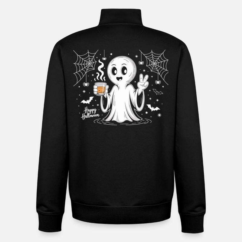 Schauriger Geist mit Halloween-Logo - Unisex Organic Zip Sweatshirt von Stanley/Stella - Schwarz
