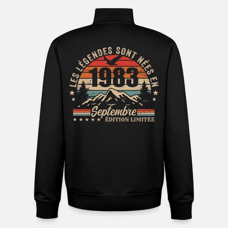 Legendär seit September 1983 | September 1983 - Unisex Organic Zip Sweatshirt von Stanley/Stella - Schwarz