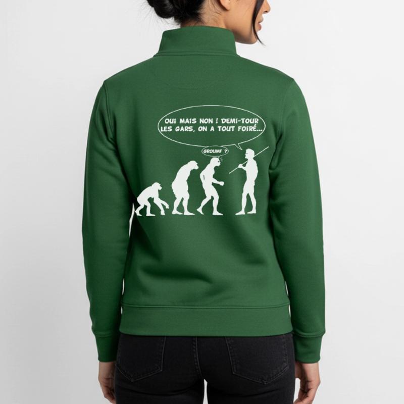 Erreur d'évolution (blanc) Sweat zippé unisexe en coton bio Stanley/Stella