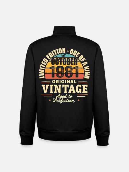 Retro October 1981 - birthday october 1981 - Unisex Organic Zip Sweatshirt by Stanley/Stella - black