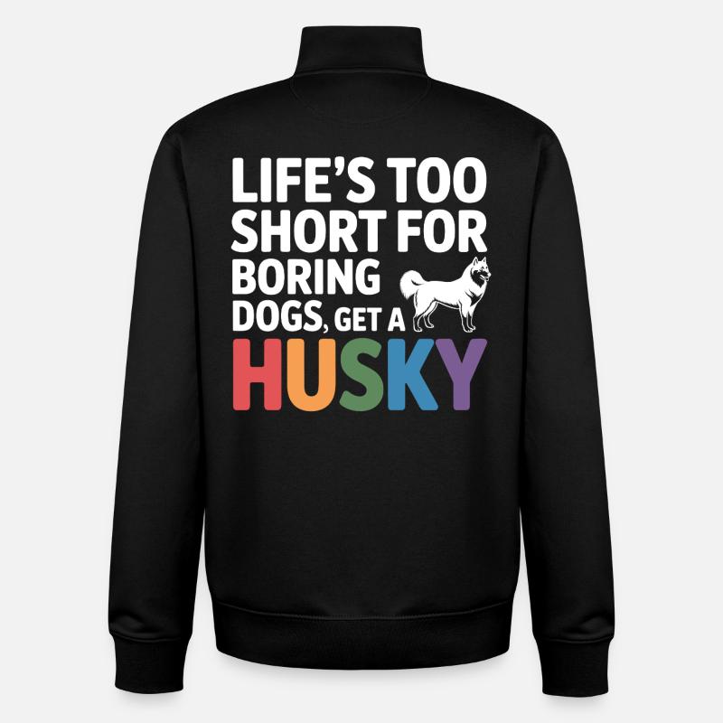 Chemise Husky drôle pour chien - Sweat zippé unisexe en coton bio Stanley/Stella - noir