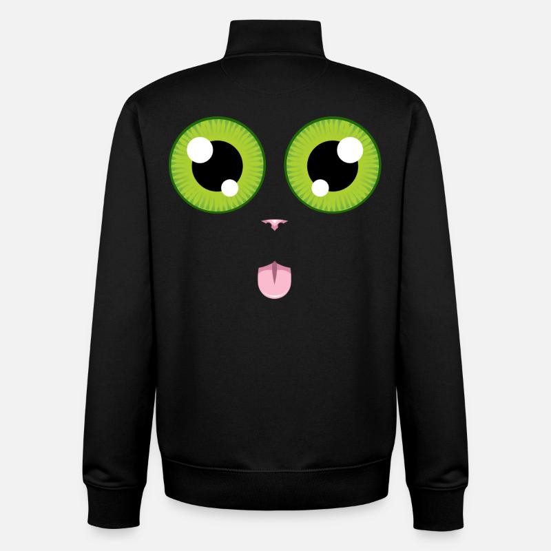Le chat tire la langue - Sweat zippé unisexe en coton bio Stanley/Stella - noir