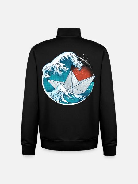 Paper boat in origami style - Unisex Organic Zip Sweatshirt by Stanley/Stella - black