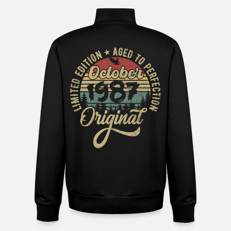 october 1987 anniversary october 1987 october - Unisex Organic Zip Sweatshirt by Stanley/Stella - black