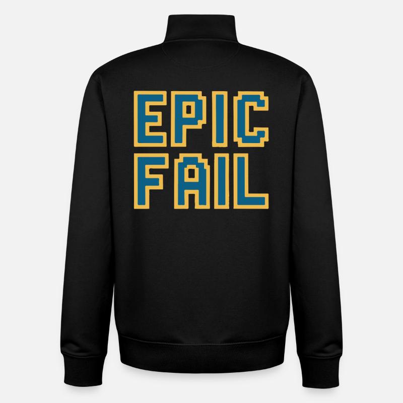 Epic fail - retro 8-bit gaming meme - Unisex Organic Zip Sweatshirt by Stanley/Stella - black
