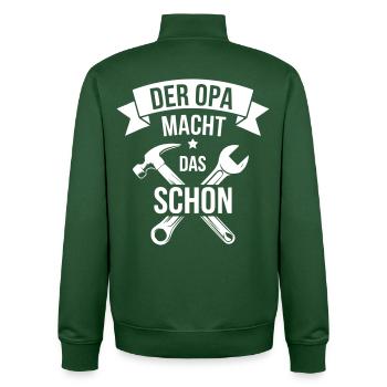Grandpa Gift Idea Hobbyist Repairing Craftsman - Unisex Organic Zip Sweatshirt by Stanley/Stella - bottle green - Back - AI Model Male 185 dark (185cm)