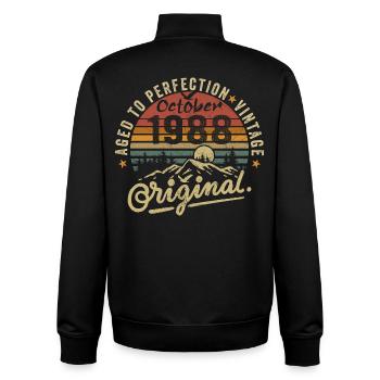 1988 Born in october 1988 Born in october 1988 - Unisex Organic Zip Sweatshirt by Stanley/Stella - black - Back - AI Model Male 185 light (185cm)