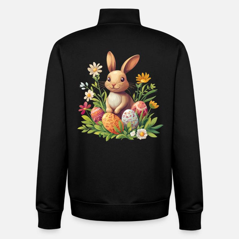 Lapin de Pâques - Sweat zippé unisexe en coton bio Stanley/Stella - noir