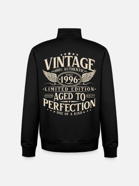 Vintage 1996 Vintage Born Retro Syntymäpäivä - Unisex vetoketjullinen collegepaita luomupuuvillasta Stanley/Stellalta - musta