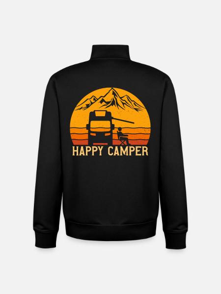 Happy Camper Camper Camping - Sweat zippé unisexe en coton bio Stanley/Stella - noir