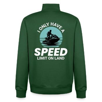 Ich habe nur auf Land-Jetskis eine Geschwindigkeitsbegrenzung - Unisex Organic Zip Sweatshirt von Stanley/Stella - Flaschengrün - Hinten - AI Model Male 185 dark (185cm)