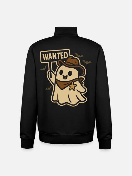 Halloween Ghost Cowboy Wanted Design - Unisex Organic Zip Sweatshirt by Stanley/Stella - black