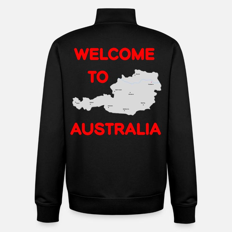 Welcome design Autriche et Australie - Sweat zippé unisexe en coton bio Stanley/Stella - noir