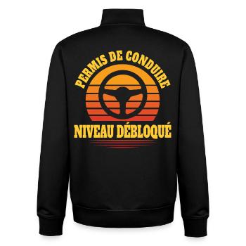 License Level Unlocked Gamer Driver - Unisex Organic Zip Sweatshirt by Stanley/Stella - black - Back - AI Model Male 185 light (185cm)