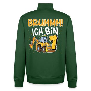 Excavatrice du 7e anniversaire - Sweat zippé unisexe en coton bio Stanley/Stella - vert bouteille - Dos - AI Model Male 185 dark (185cm)