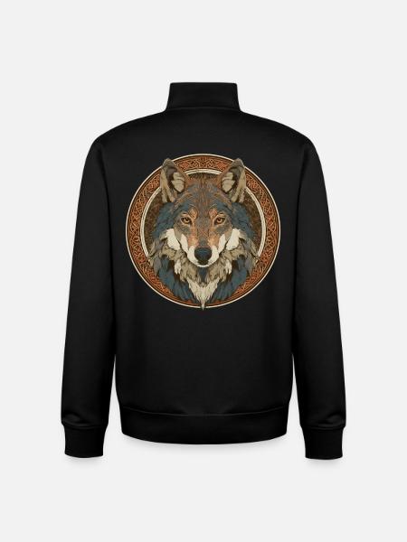 Legendary wolf with Celtic pattern - Unisex Organic Zip Sweatshirt by Stanley/Stella - black