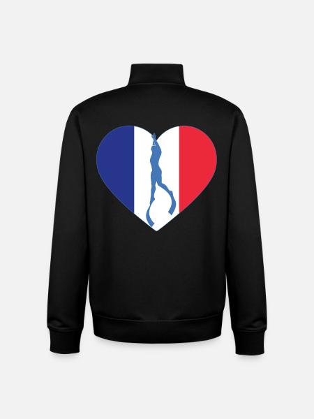 Frankreich Freitauchen Herz Flagge - Unisex Organic Zip Sweatshirt von Stanley/Stella - Schwarz