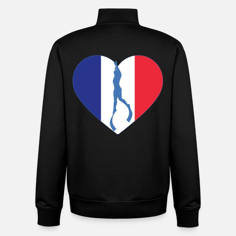 Drapeau du Cœur de France d’Apnée - Sweat zippé unisexe en coton bio Stanley/Stella - noir