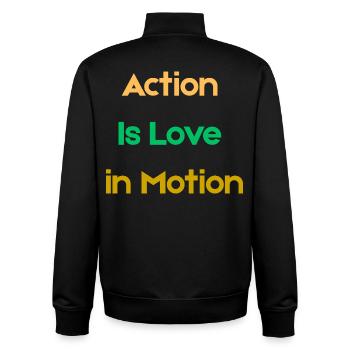 Action_Is_Love_in_Motion - Unisex Organic Zip Sweatshirt von Stanley/Stella - Schwarz - Hinten - AI Model Male 185 light (185cm)