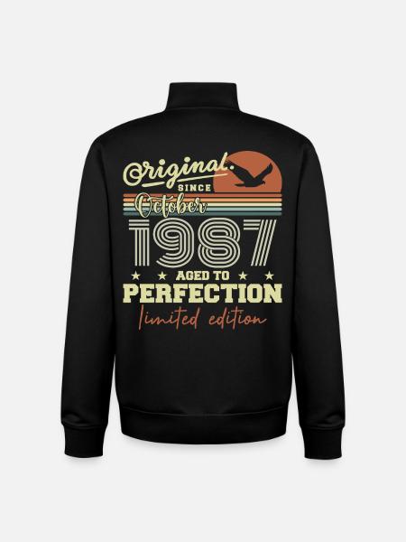 1987 October 1987 Birthday October 1987 - Unisex Organic Zip Sweatshirt by Stanley/Stella - black