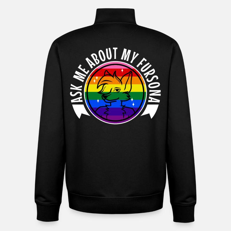 Ask me about my Fursona - Unisex Organic Zip Sweatshirt by Stanley/Stella - black