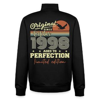 1998 Oktober 1998 Jubiläum Oktober 1998 - Unisex Organic Zip Sweatshirt von Stanley/Stella - Schwarz - Hinten - AI Model Male 185 light (185cm)