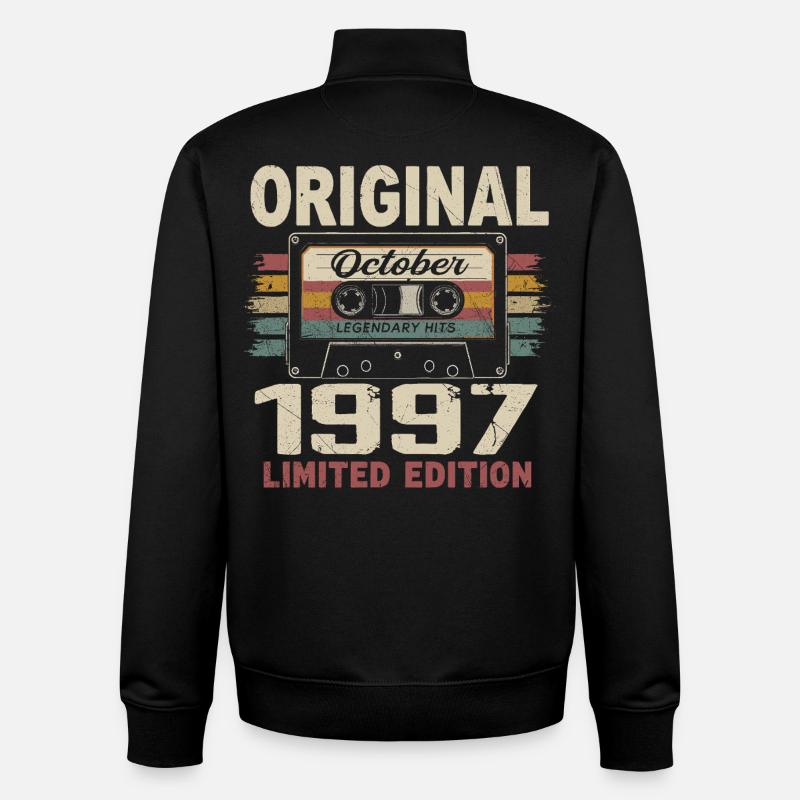 Né en Octobre 1997 | Cadeau Vintage Octobre 1997 - Sweat zippé unisexe en coton bio Stanley/Stella - noir