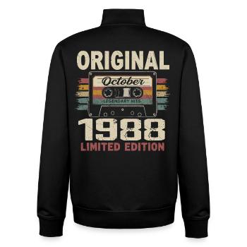 Born in October 1988 | Vintage Gift October 1988 - Unisex Organic Zip Sweatshirt by Stanley/Stella - black - Back - AI Model Male 185 light (185cm)