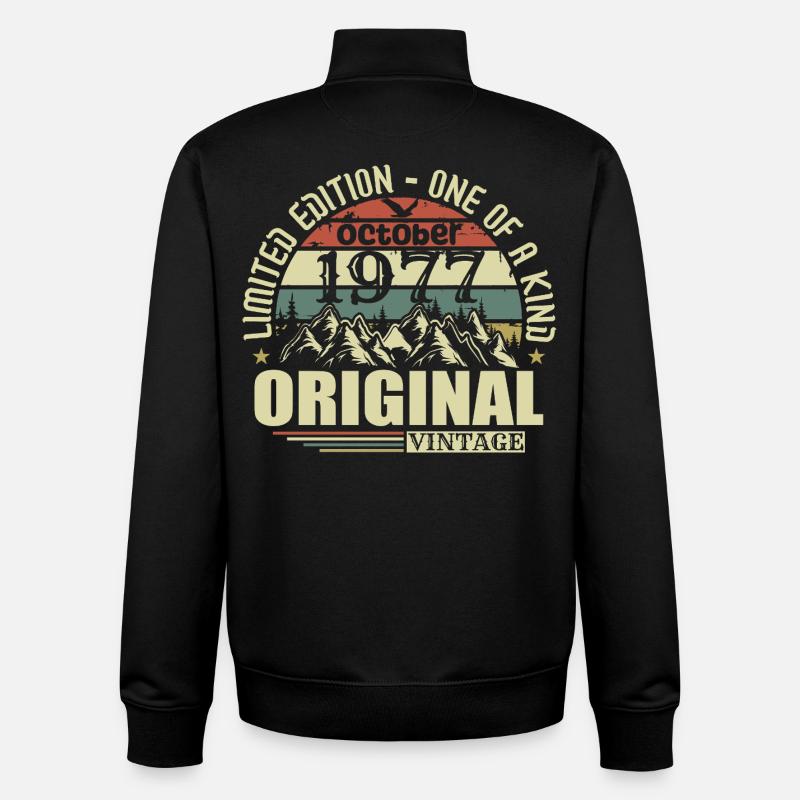 october 1977 - 48th birthday gift october - Unisex Organic Zip Sweatshirt by Stanley/Stella - black