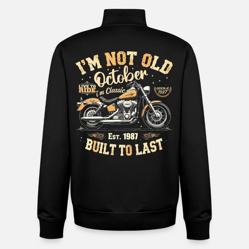 Anniversaire Octobre 1987 Anniversaire Octobre 1987 - Sweat zippé unisexe en coton bio Stanley/Stella - noir