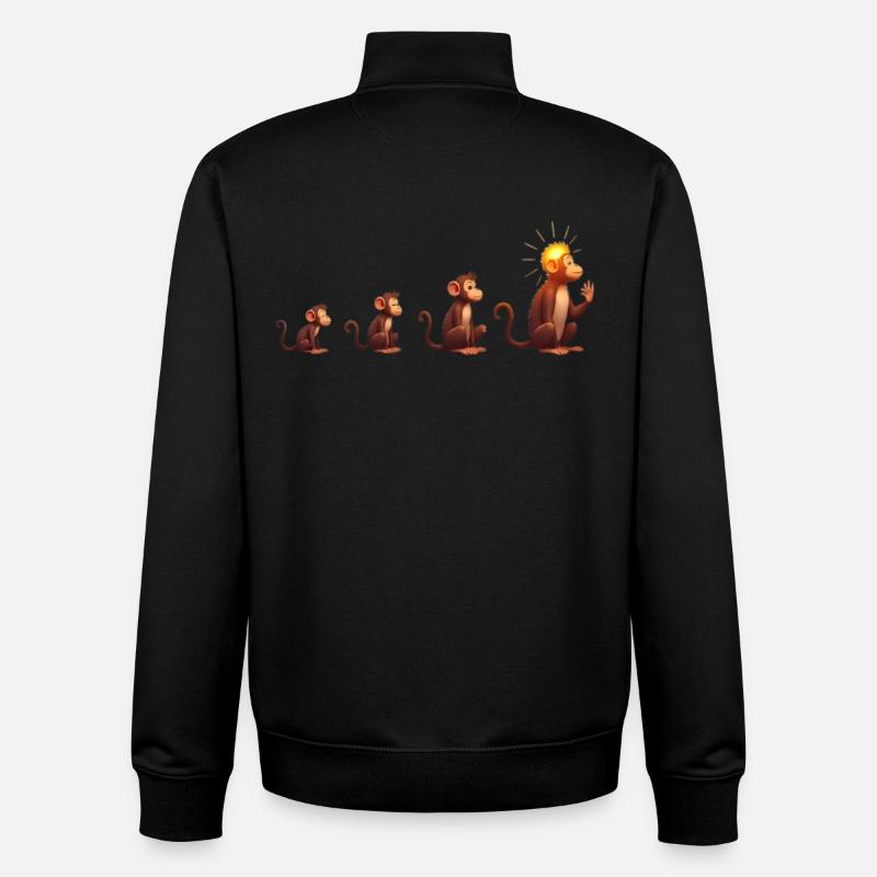Evolution of sun-headed monkeys - Unisex Organic Zip Sweatshirt by Stanley/Stella - black