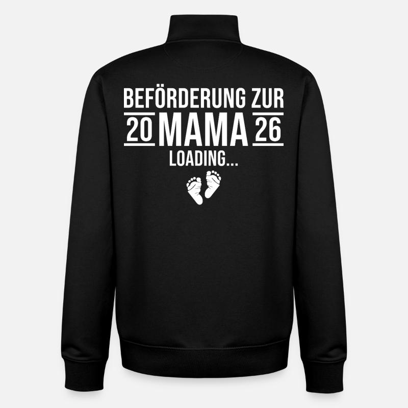 Mama 2026 loading - Expectant mother - Unisex Organic Zip Sweatshirt by Stanley/Stella - black