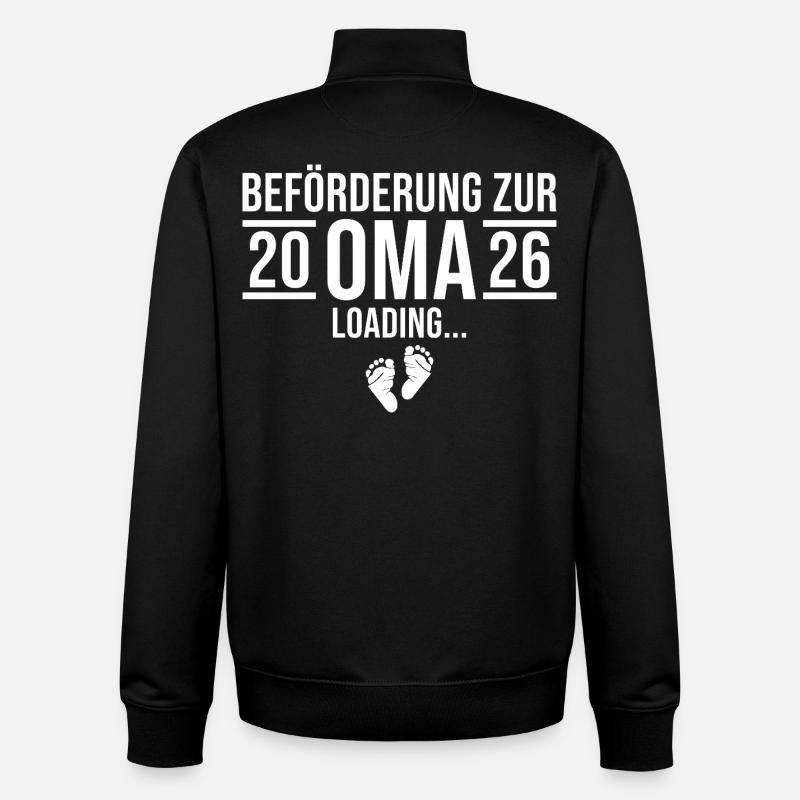 Oma 2026 loading - Expectant grandmother - Unisex Organic Zip Sweatshirt by Stanley/Stella - black