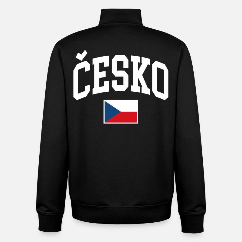 Drapeau de la République tchèque - Sweat zippé unisexe en coton bio Stanley/Stella - noir