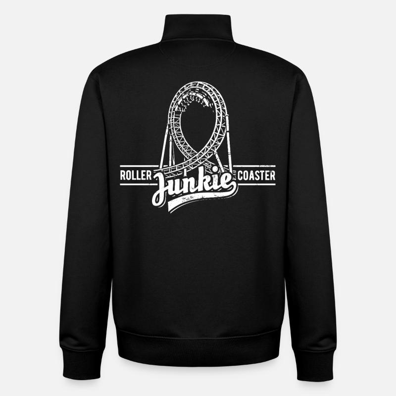 Rollercoaster Junkie - Roller Coaster - Looping - Unisex Organic Zip Sweatshirt by Stanley/Stella - black
