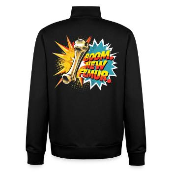 Beinbruch Gebrochener Oberschenkel - Unisex Organic Zip Sweatshirt von Stanley/Stella - Schwarz - Hinten - AI Model Male 185 light (185cm)